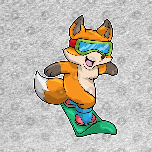 Fox at Snowboarding with Snowboard & Glasses by Markus Schnabel